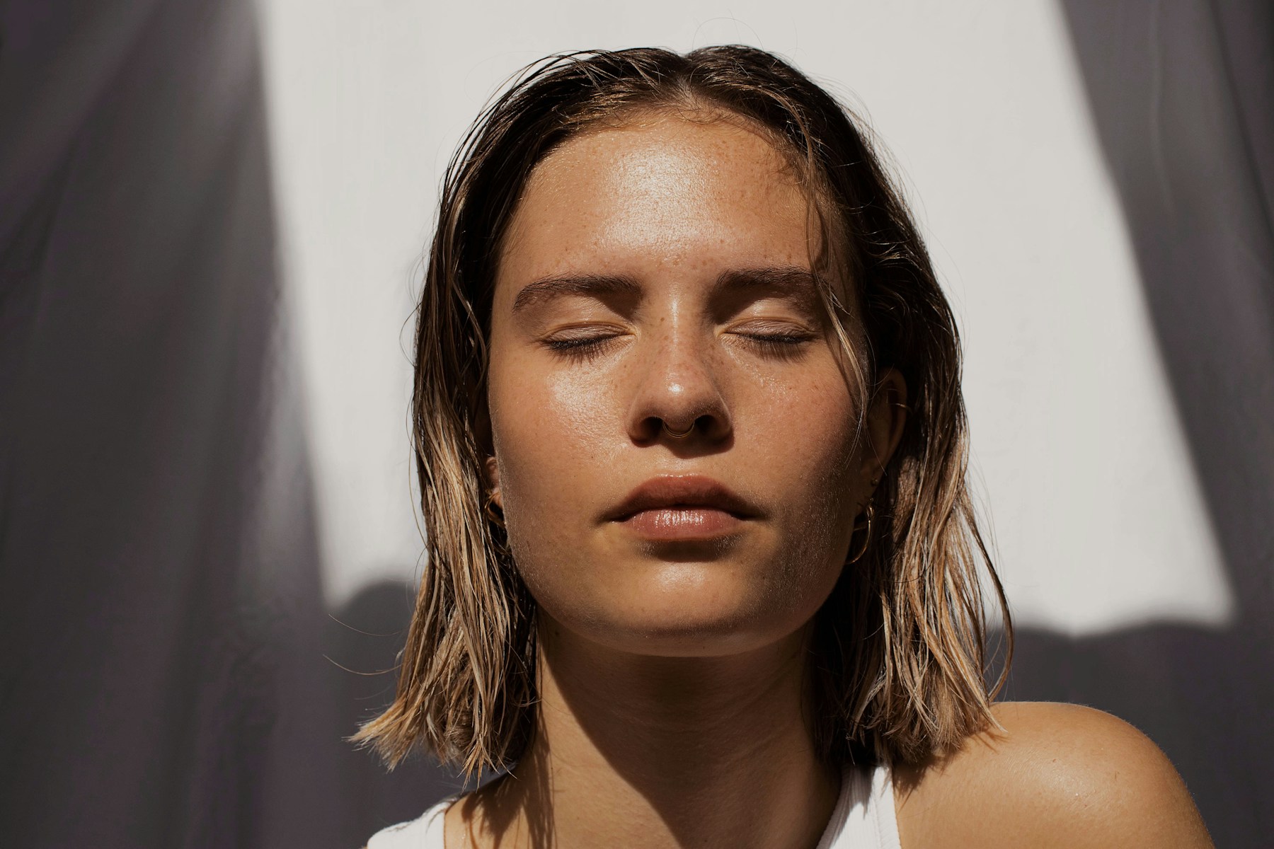 Woman enjoying a calm skincare ritual